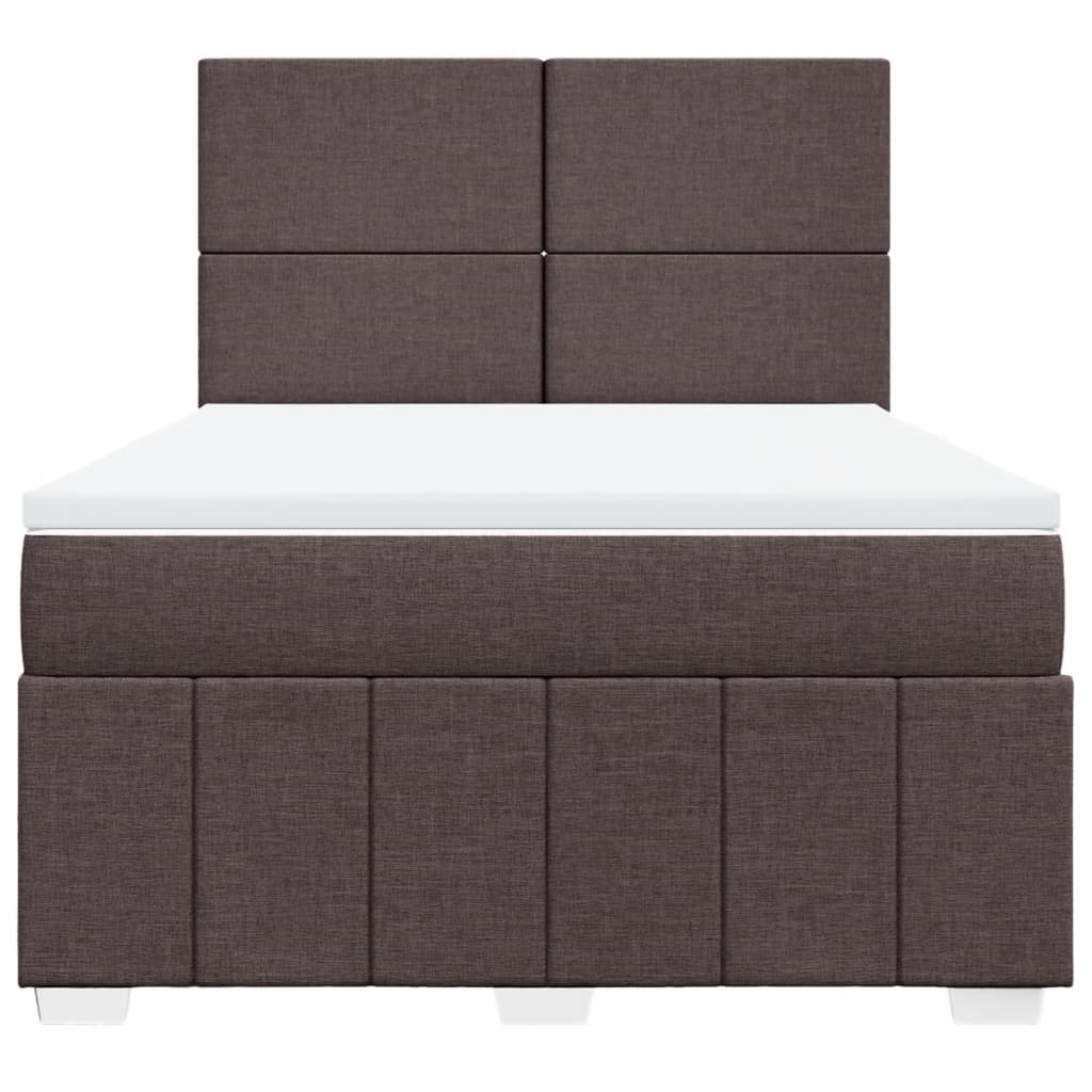 Boxspring met matras stof donkerbruin 140x200 cm