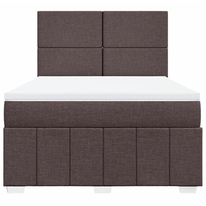 Boxspring met matras stof donkerbruin 140x200 cm