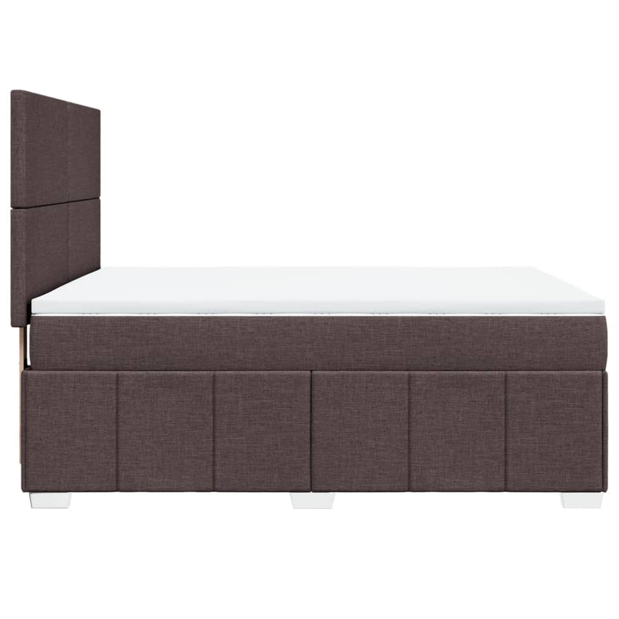 Boxspring met matras stof donkerbruin 140x200 cm