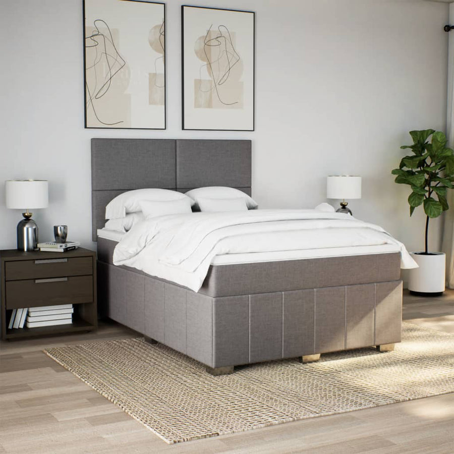 Boxspring met matras stof taupe 140x200 cm
