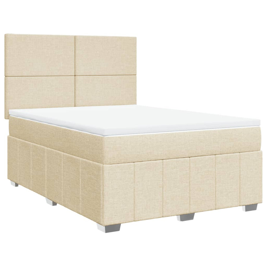 Boxspring met matras stof crèmekleurig 140x200 cm