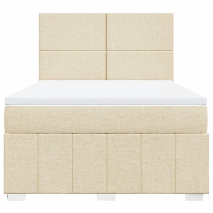 Boxspring met matras stof crèmekleurig 140x200 cm