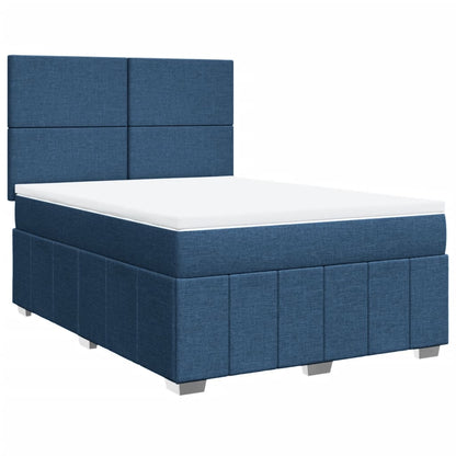 Boxspring met matras stof blauw 140x200 cm