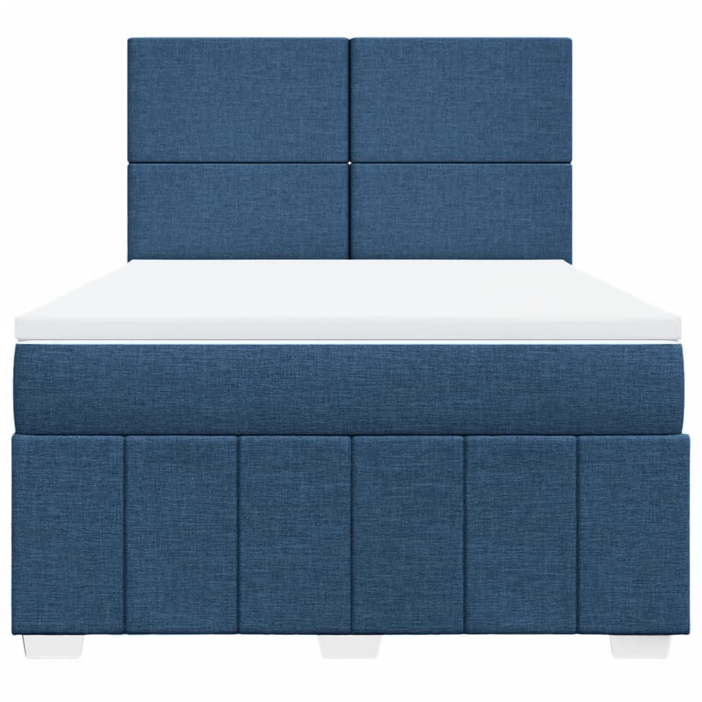 Boxspring met matras stof blauw 140x200 cm
