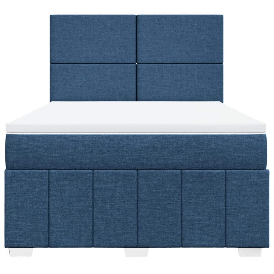 Boxspring met matras stof blauw 140x200 cm