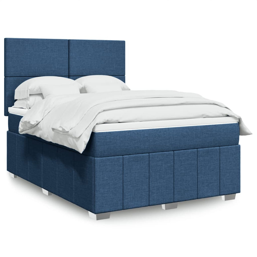 Boxspring met matras stof blauw 140x200 cm