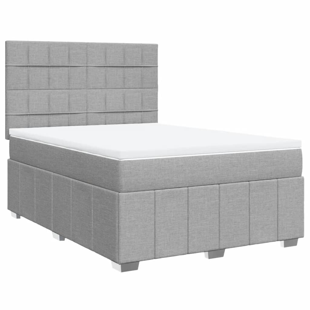 Boxspring met matras stof lichtgrijs 140x200 cm