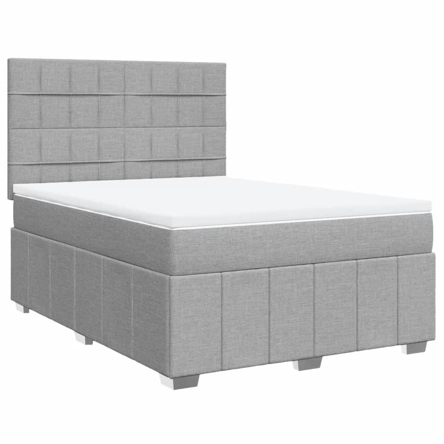 Boxspring met matras stof lichtgrijs 140x200 cm
