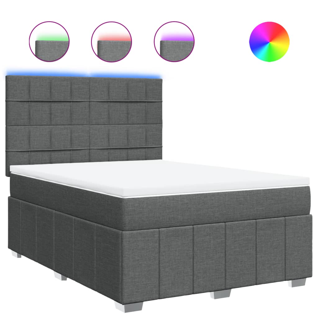 Boxspring met matras stof donkergrijs 140x200 cm