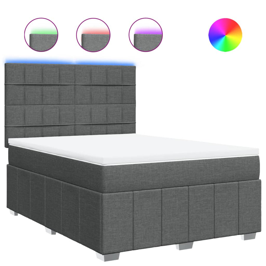 Boxspring met matras stof donkergrijs 140x200 cm