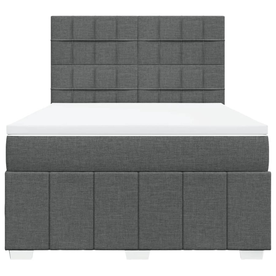 Boxspring met matras stof donkergrijs 140x200 cm