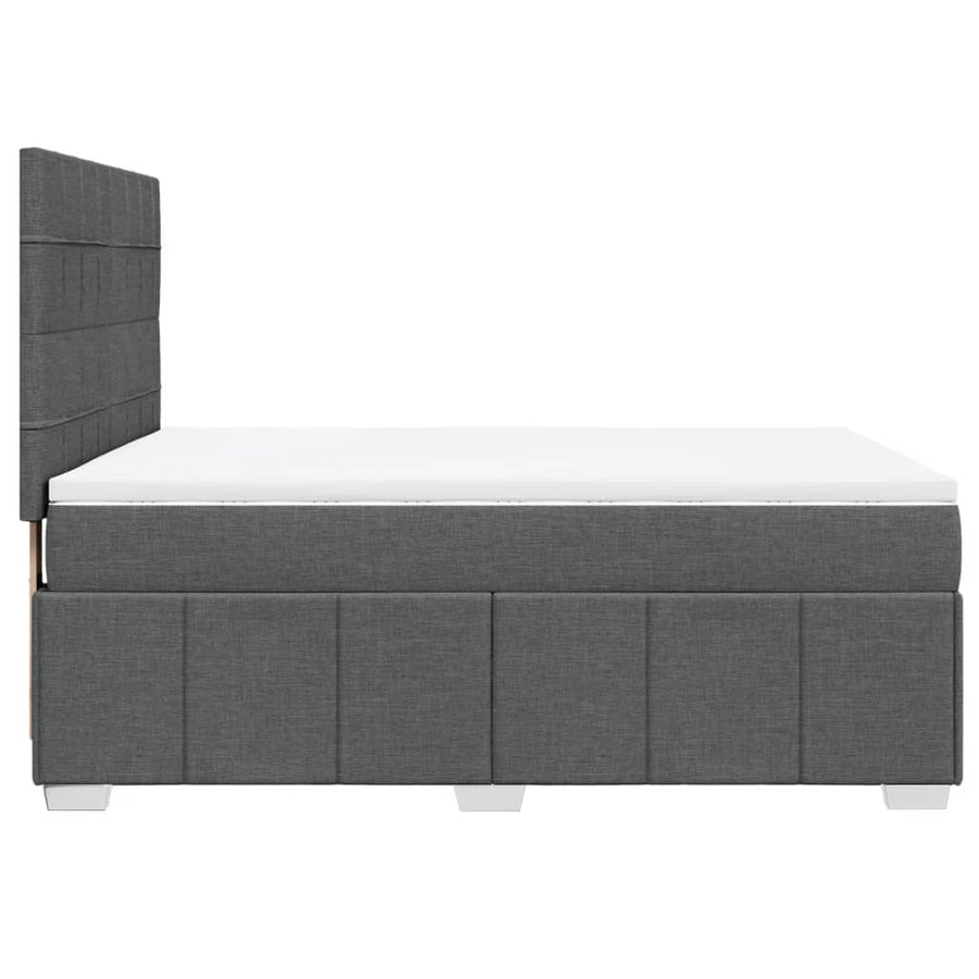 Boxspring met matras stof donkergrijs 140x200 cm