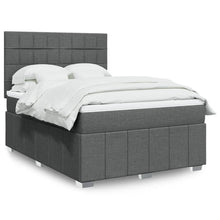 Boxspring met matras stof donkergrijs 140x200 cm