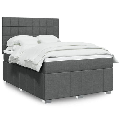 Boxspring met matras stof donkergrijs 140x200 cm