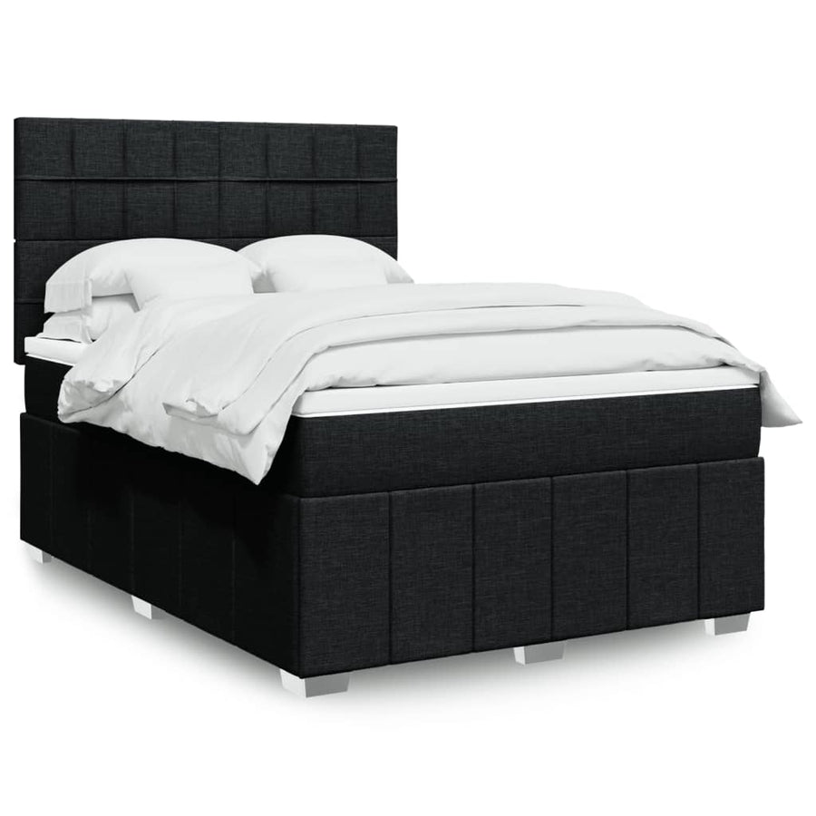 Boxspring met matras stof zwart 140x200 cm