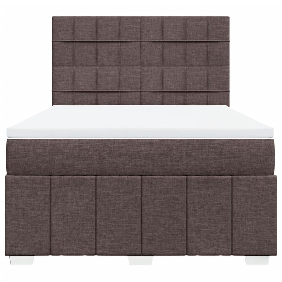 Boxspring met matras stof donkerbruin 140x200 cm