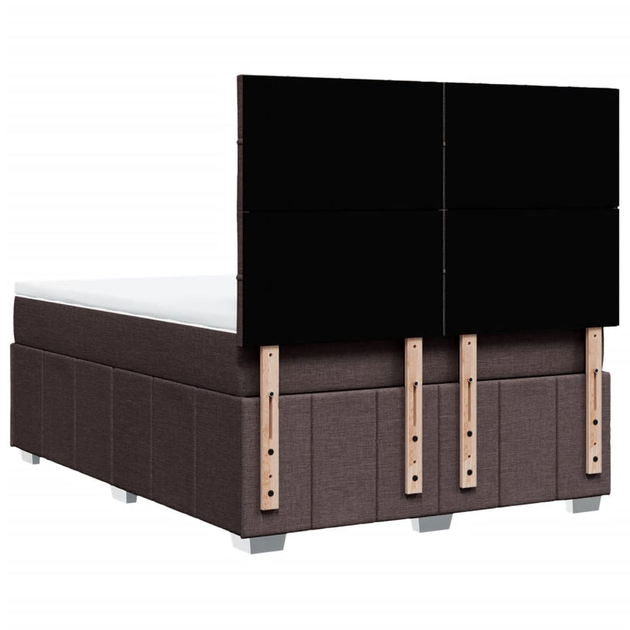 Boxspring met matras stof donkerbruin 140x200 cm