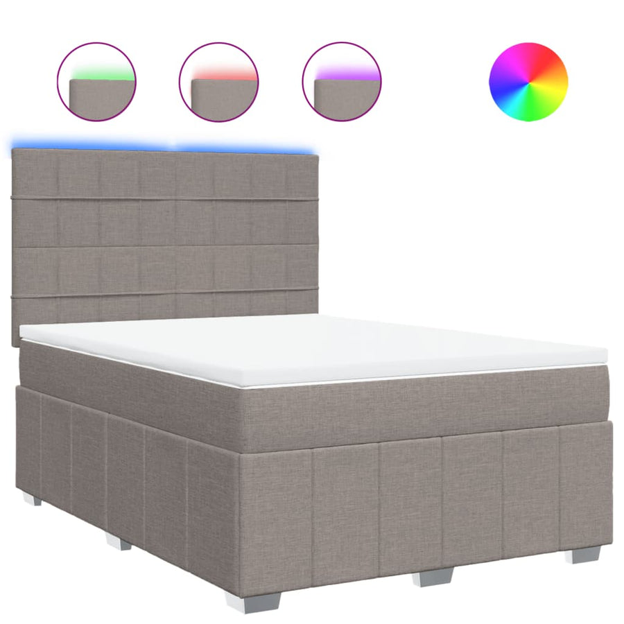 Boxspring met matras stof taupe 140x200 cm