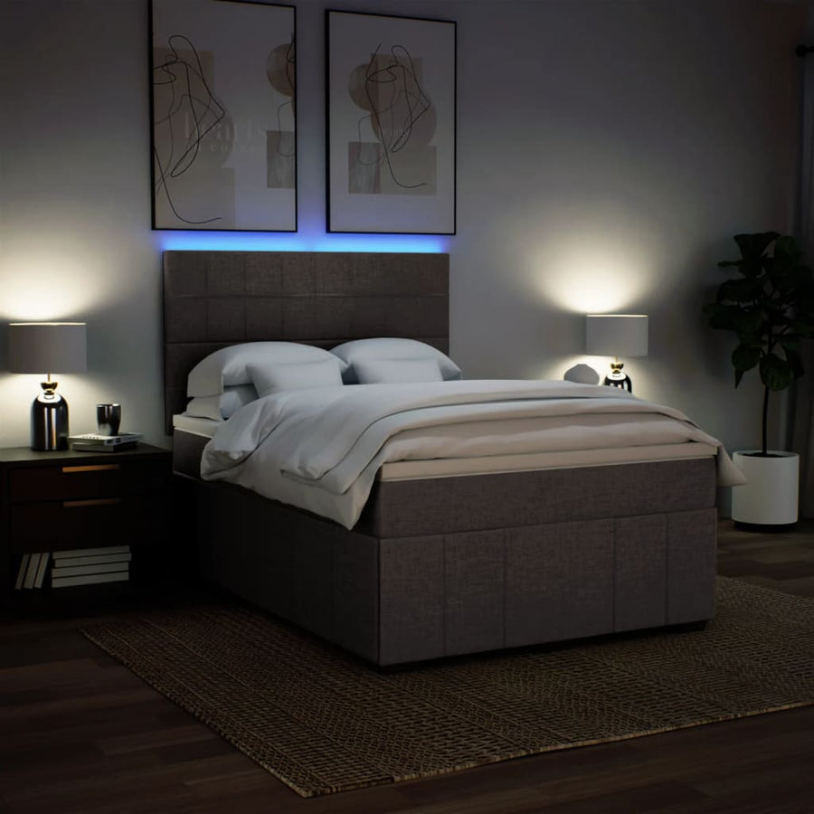 Boxspring met matras stof taupe 140x200 cm