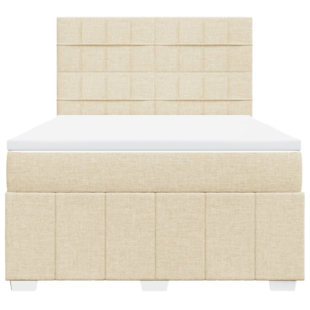 Boxspring met matras stof crèmekleurig 140x200 cm