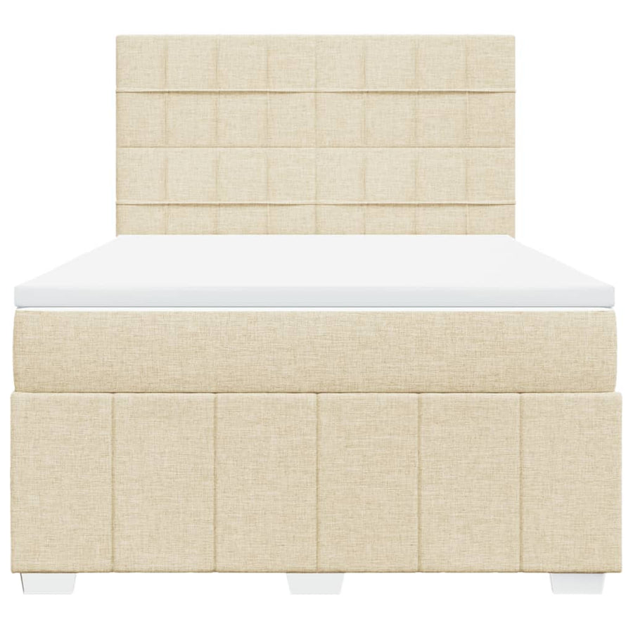 Boxspring met matras stof crèmekleurig 140x200 cm