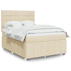 Box spring with mattress fabric cream 140x200 cm