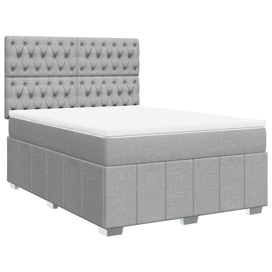 Boxspring met matras stof lichtgrijs 140x200 cm