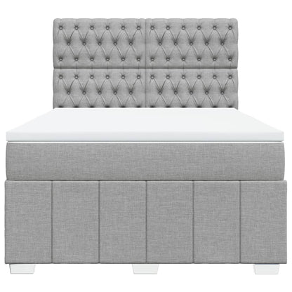 Boxspring met matras stof lichtgrijs 140x200 cm