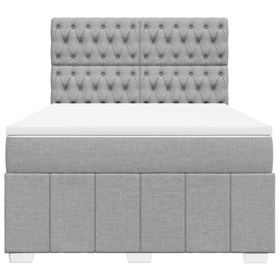 Boxspring met matras stof lichtgrijs 140x200 cm