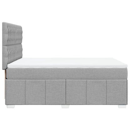 Boxspring met matras stof lichtgrijs 140x200 cm
