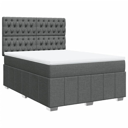 Boxspring met matras stof donkergrijs 140x200 cm