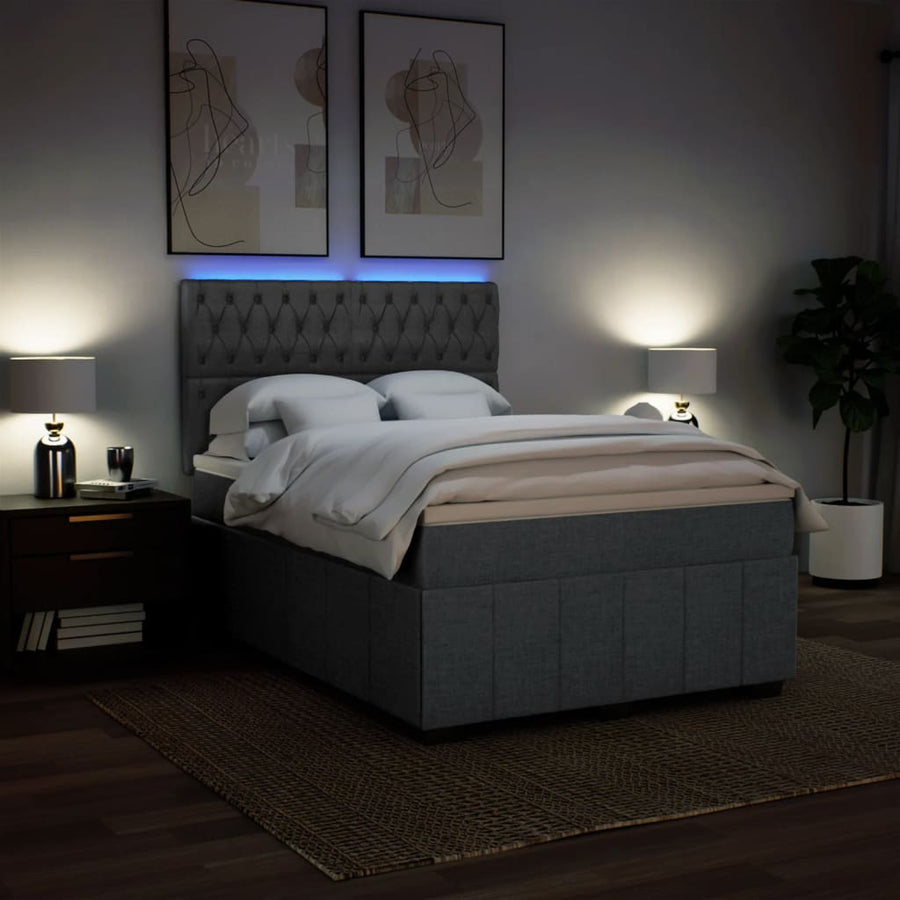 Boxspring met matras stof donkergrijs 140x200 cm