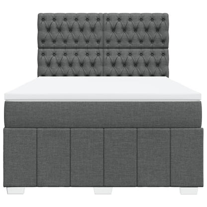 Boxspring met matras stof donkergrijs 140x200 cm