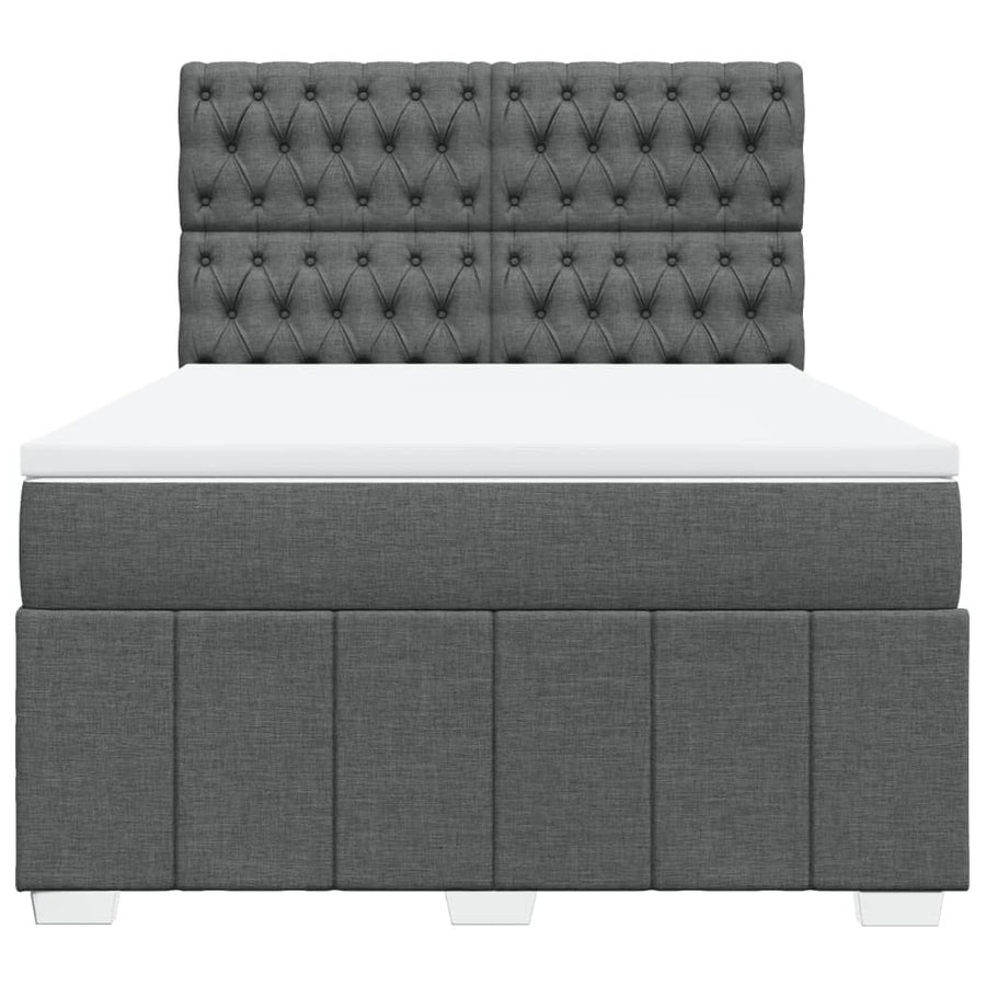 Boxspring met matras stof donkergrijs 140x200 cm