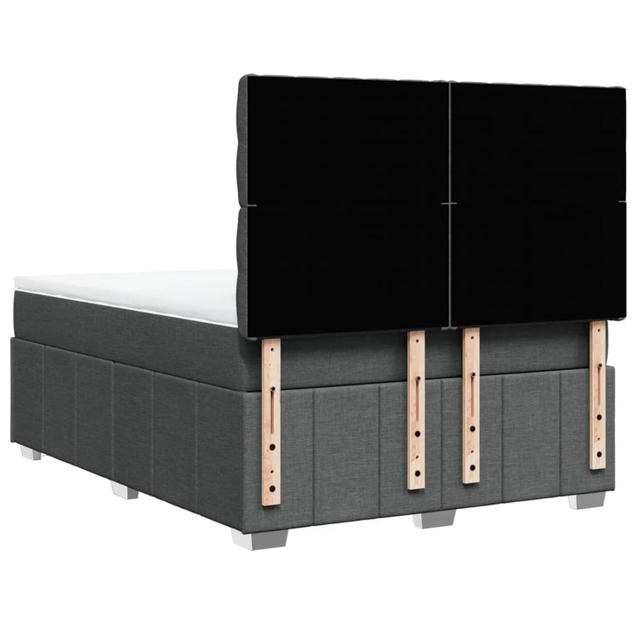 Boxspring met matras stof donkergrijs 140x200 cm
