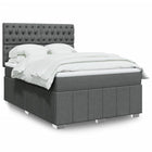 Dark grey fabric box spring with mattress 140x200 cm