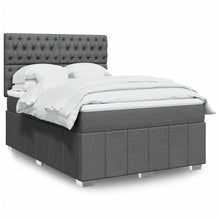 Boxspring met matras stof donkergrijs 140x200 cm
