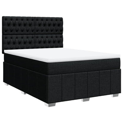 Boxspring met matras stof zwart 140x200 cm