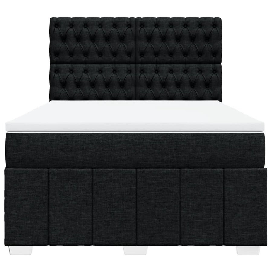 Boxspring met matras stof zwart 140x200 cm