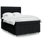 Box spring bed with black fabric mattress 140x200 cm