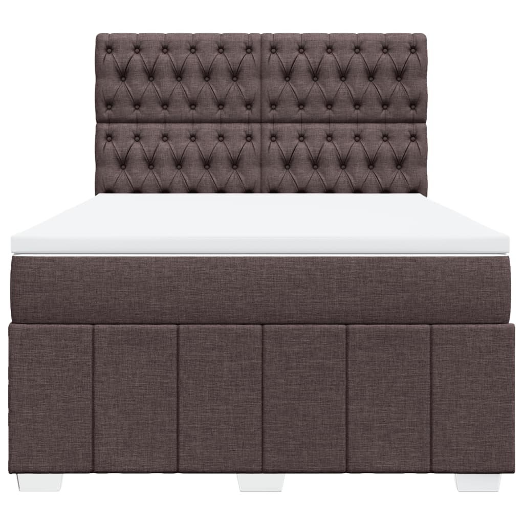 Boxspring met matras stof donkerbruin 140x200 cm