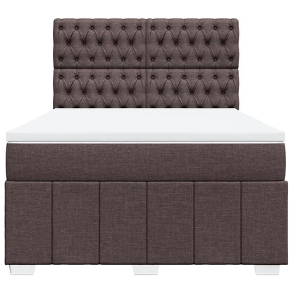 Boxspring met matras stof donkerbruin 140x200 cm