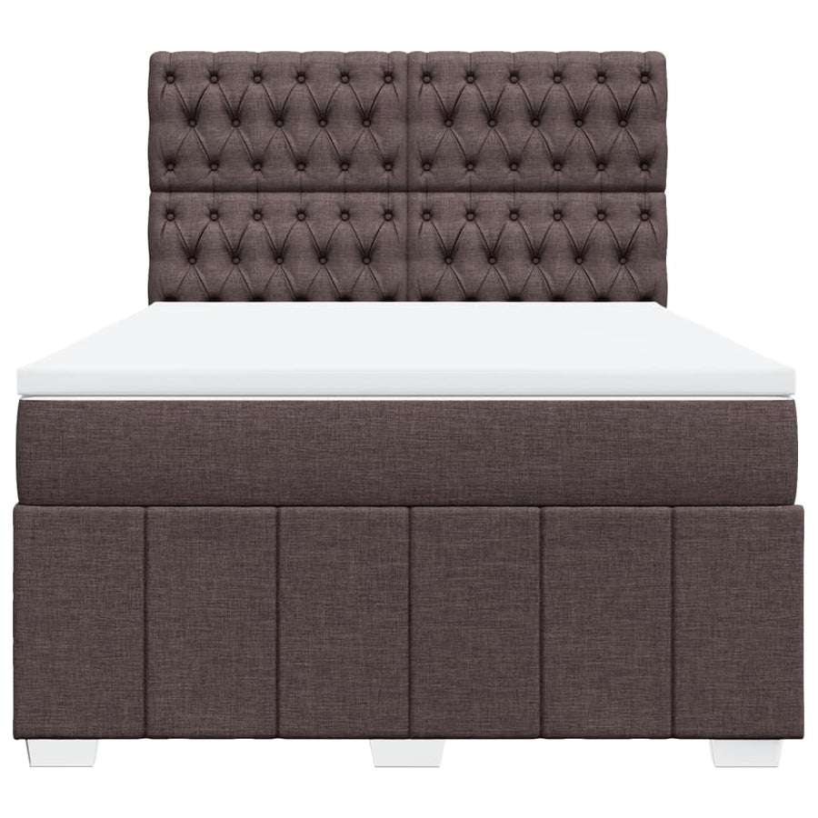 Boxspring met matras stof donkerbruin 140x200 cm
