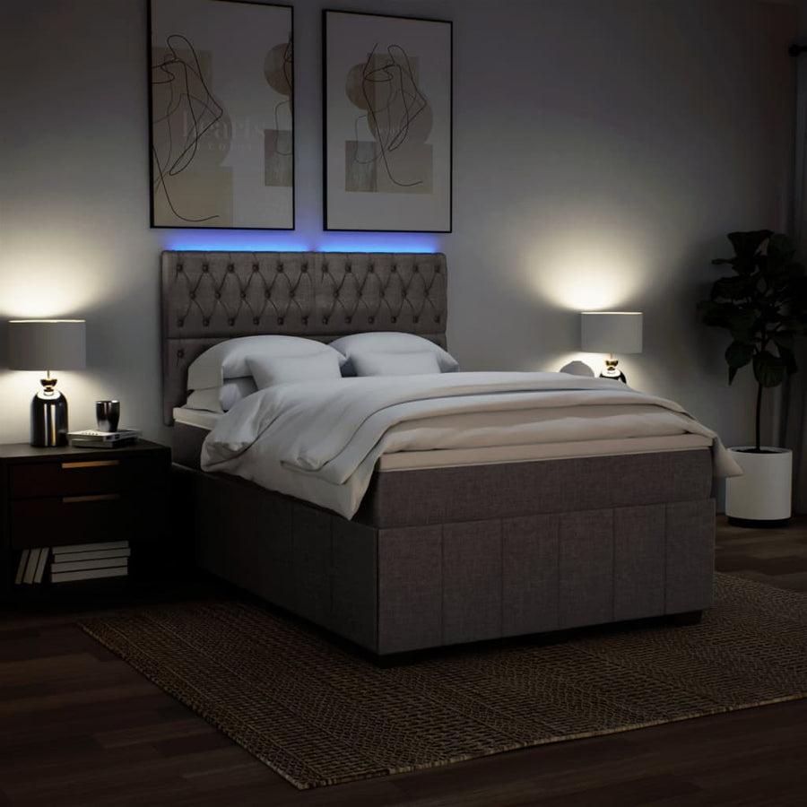 Boxspring met matras stof taupe 140x200 cm