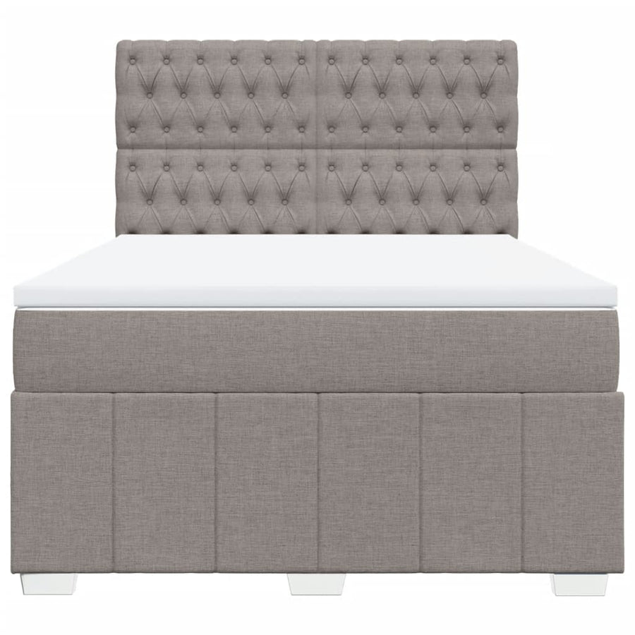 Boxspring met matras stof taupe 140x200 cm