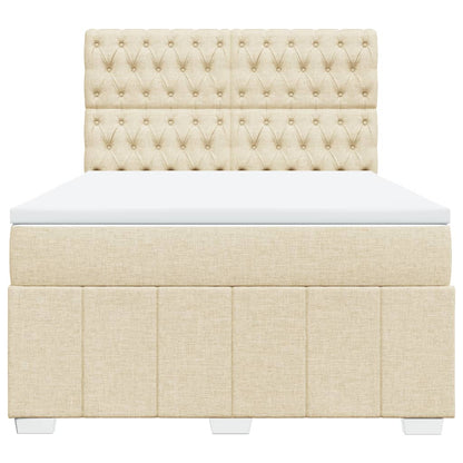 Boxspring met matras stof crèmekleurig 140x200 cm
