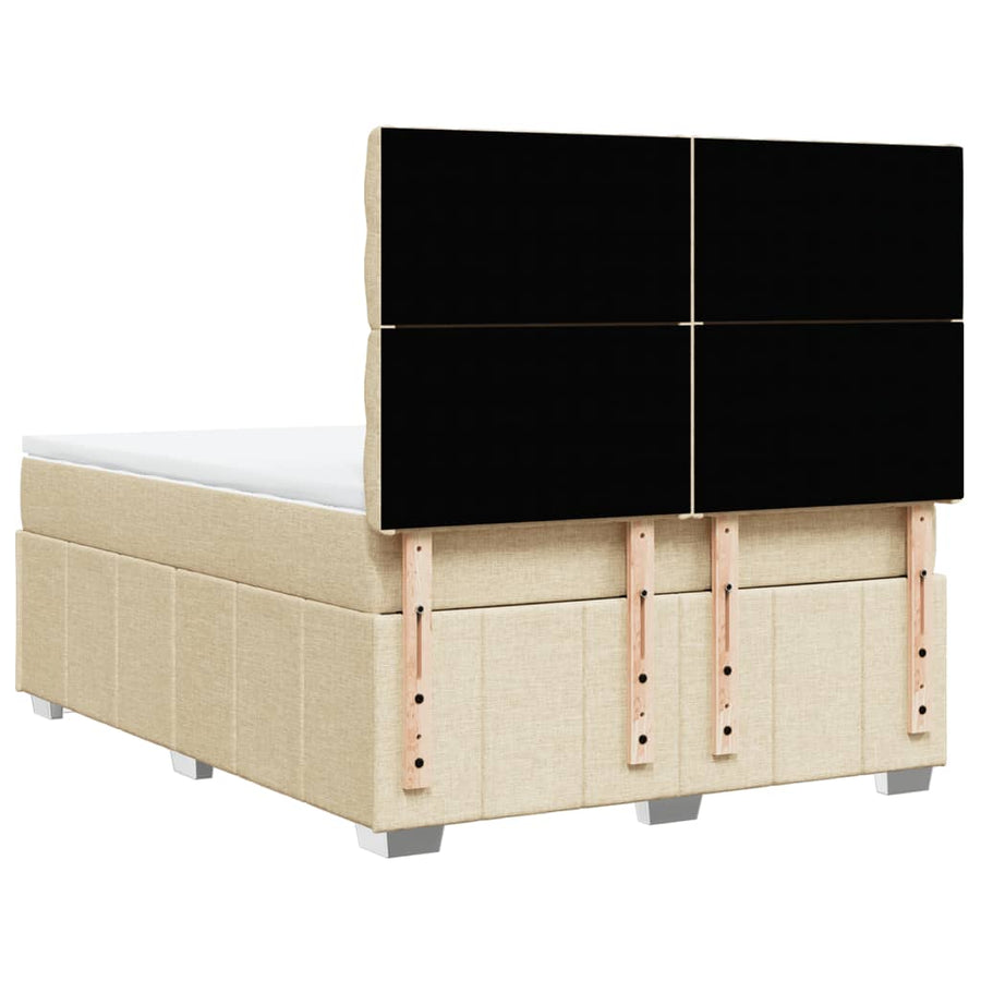 Boxspring met matras stof crèmekleurig 140x200 cm