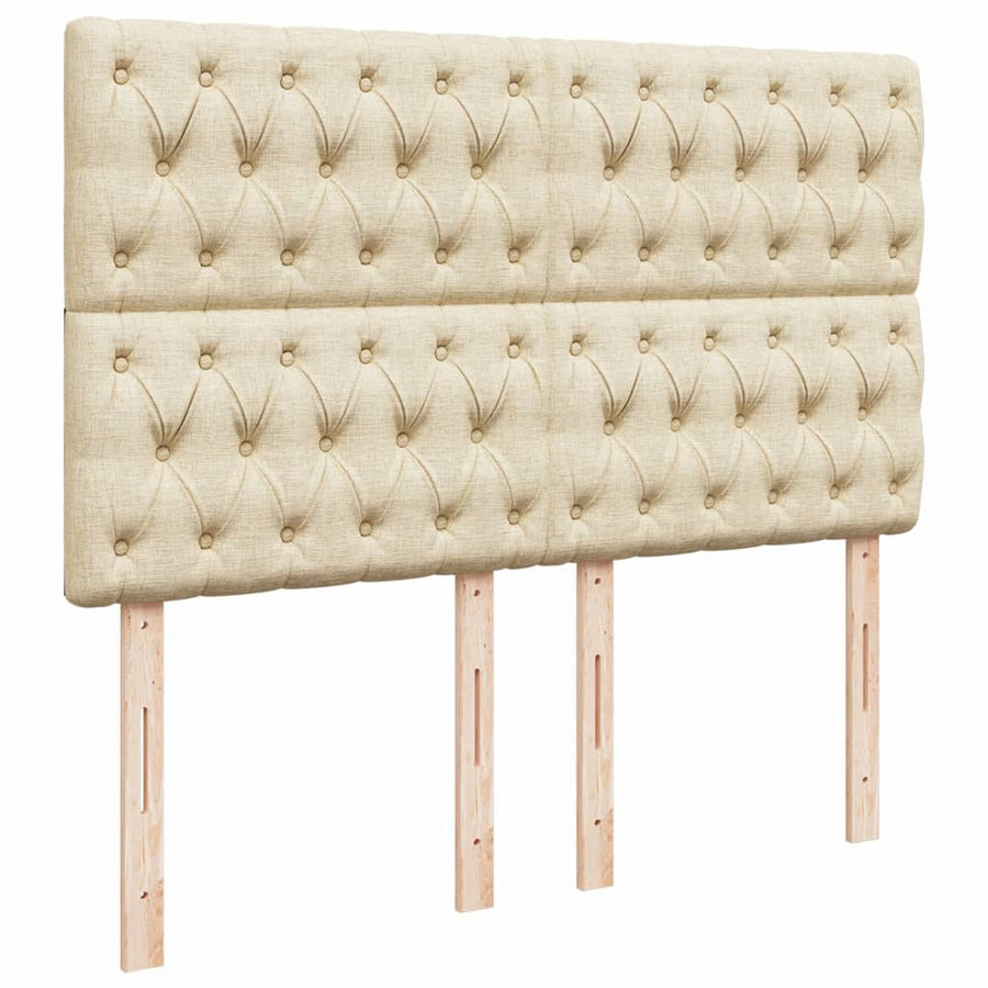 Boxspring met matras stof crèmekleurig 140x200 cm