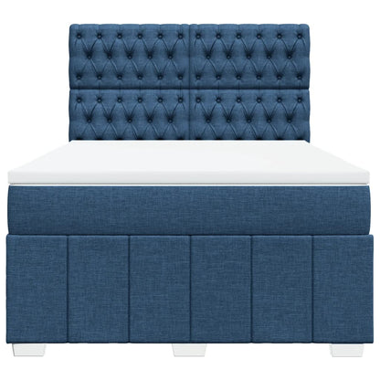 Boxspring met matras stof blauw 140x200 cm