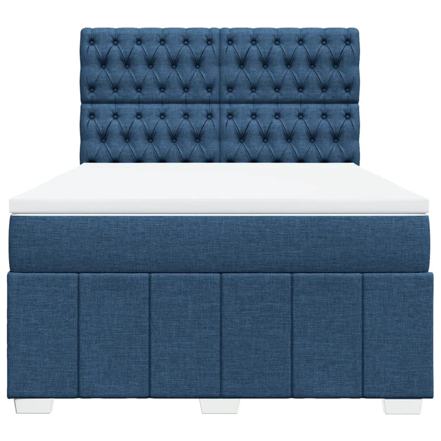 Boxspring met matras stof blauw 140x200 cm
